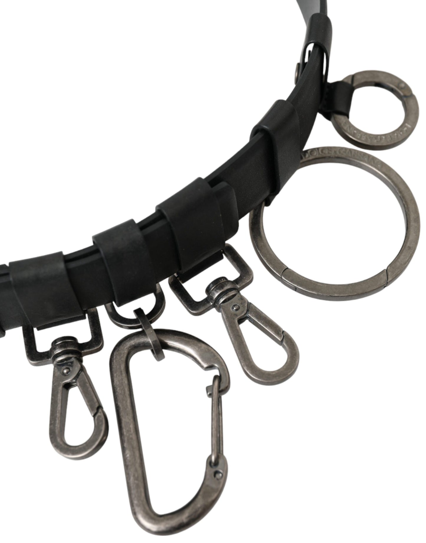 Cinturón Dolce & Gabbana de piel de becerro negra con hebilla de metal plateado