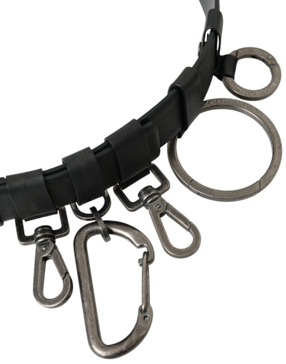 Cinturón Dolce & Gabbana de piel de becerro negra con hebilla de metal plateado