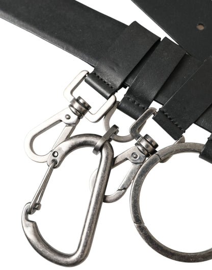 Cinturón Dolce & Gabbana de piel de becerro negra con hebilla de metal plateado