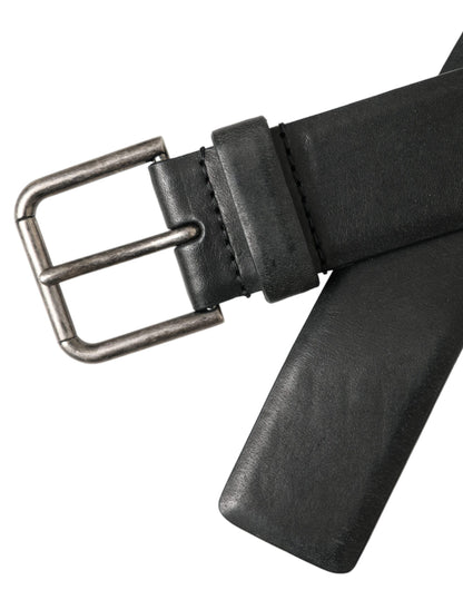 Cinturón Dolce & Gabbana de piel de becerro negra con hebilla de metal plateado