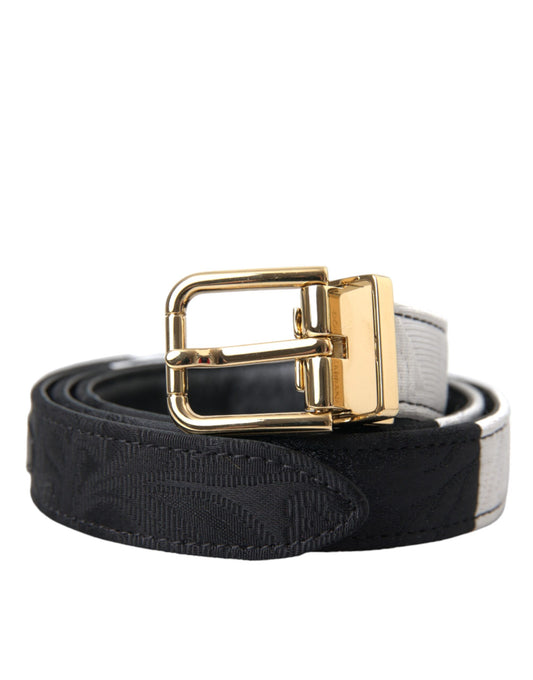 Cinturón Dolce & Gabbana Negro Blanco Patchwork Hebilla de Metal Dorada