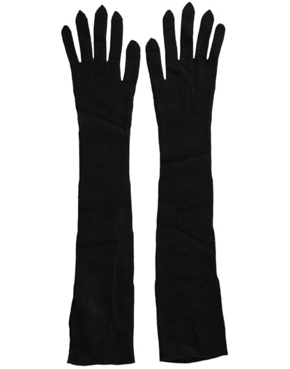 Guantes de cachemir negros de Dolce & Gabbana, largos hasta el codo