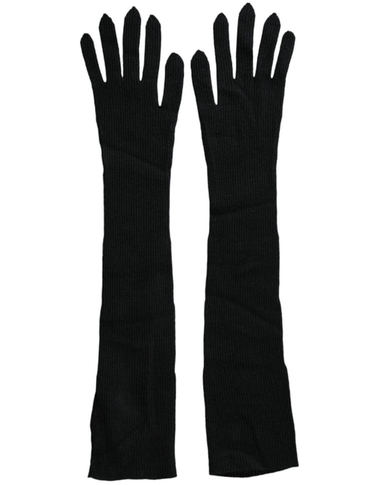 Guantes de cachemir negros de Dolce & Gabbana, largos hasta el codo