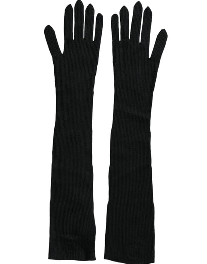 Guantes de cachemir negros de Dolce & Gabbana, largos hasta el codo