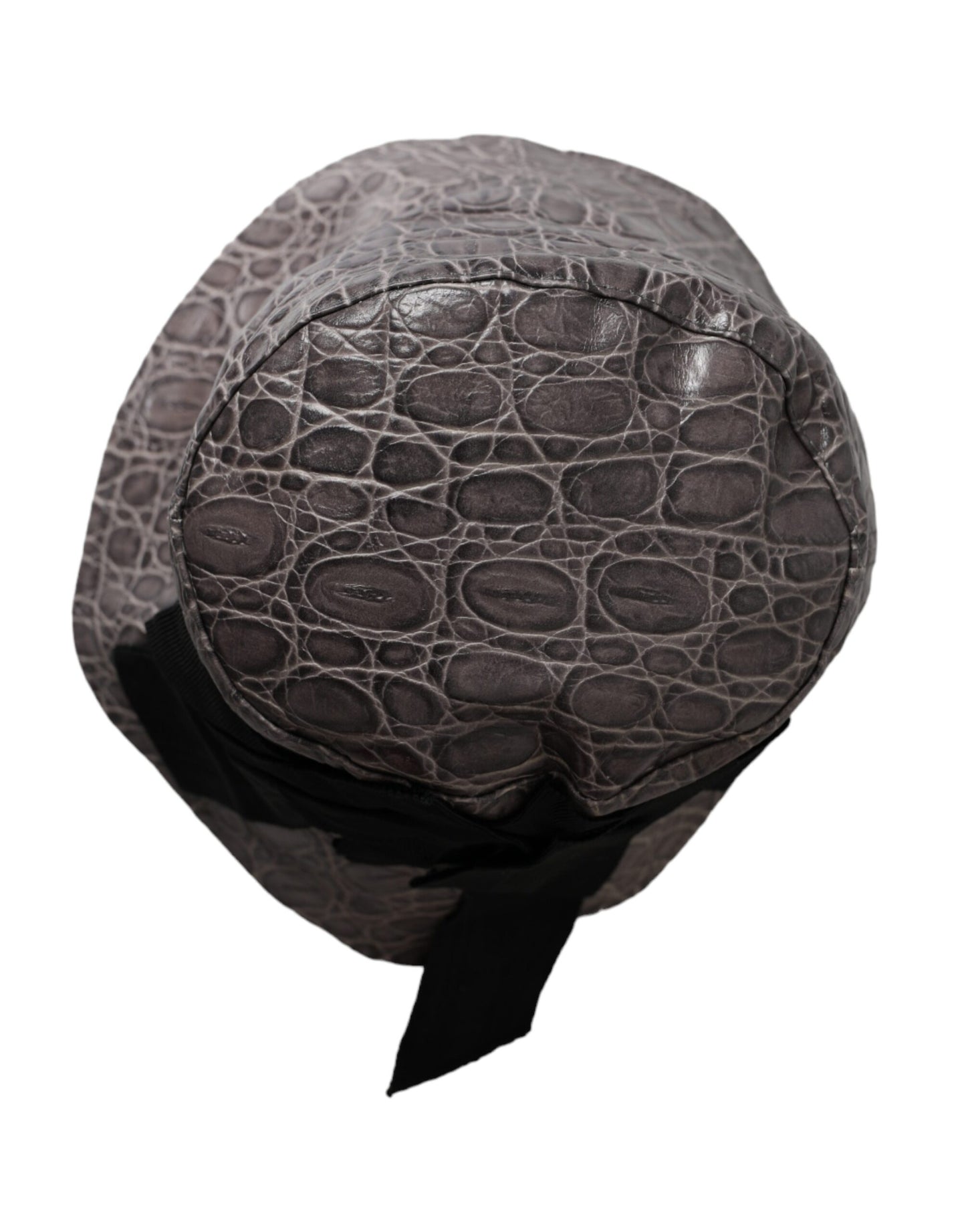Sombrero de cubo de cuero con estampado negro y gris de Dolce & Gabbana