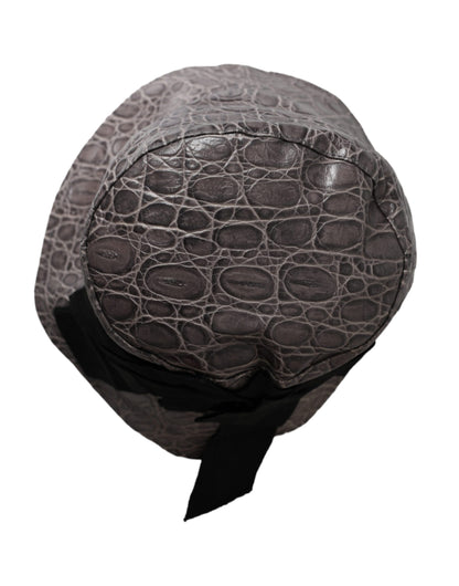Sombrero de cubo de cuero con estampado negro y gris de Dolce & Gabbana
