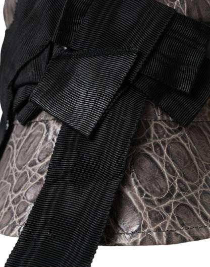 Sombrero de cubo de cuero con estampado negro y gris de Dolce & Gabbana