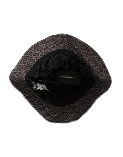 Sombrero de cubo de cuero con estampado negro y gris de Dolce & Gabbana