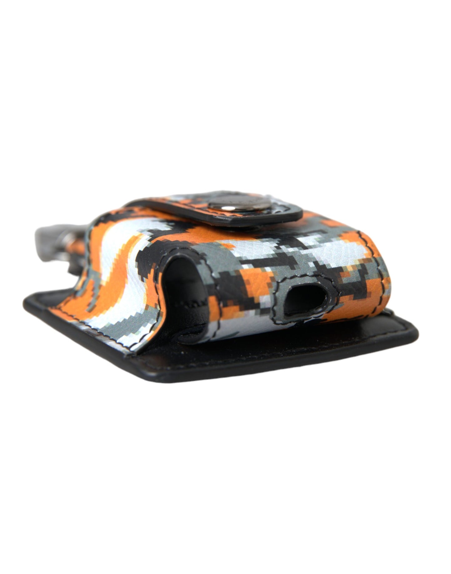 Estuche para Airpods Dolce & Gabbana de piel con estampado de camuflaje multicolor y logotipo metálico