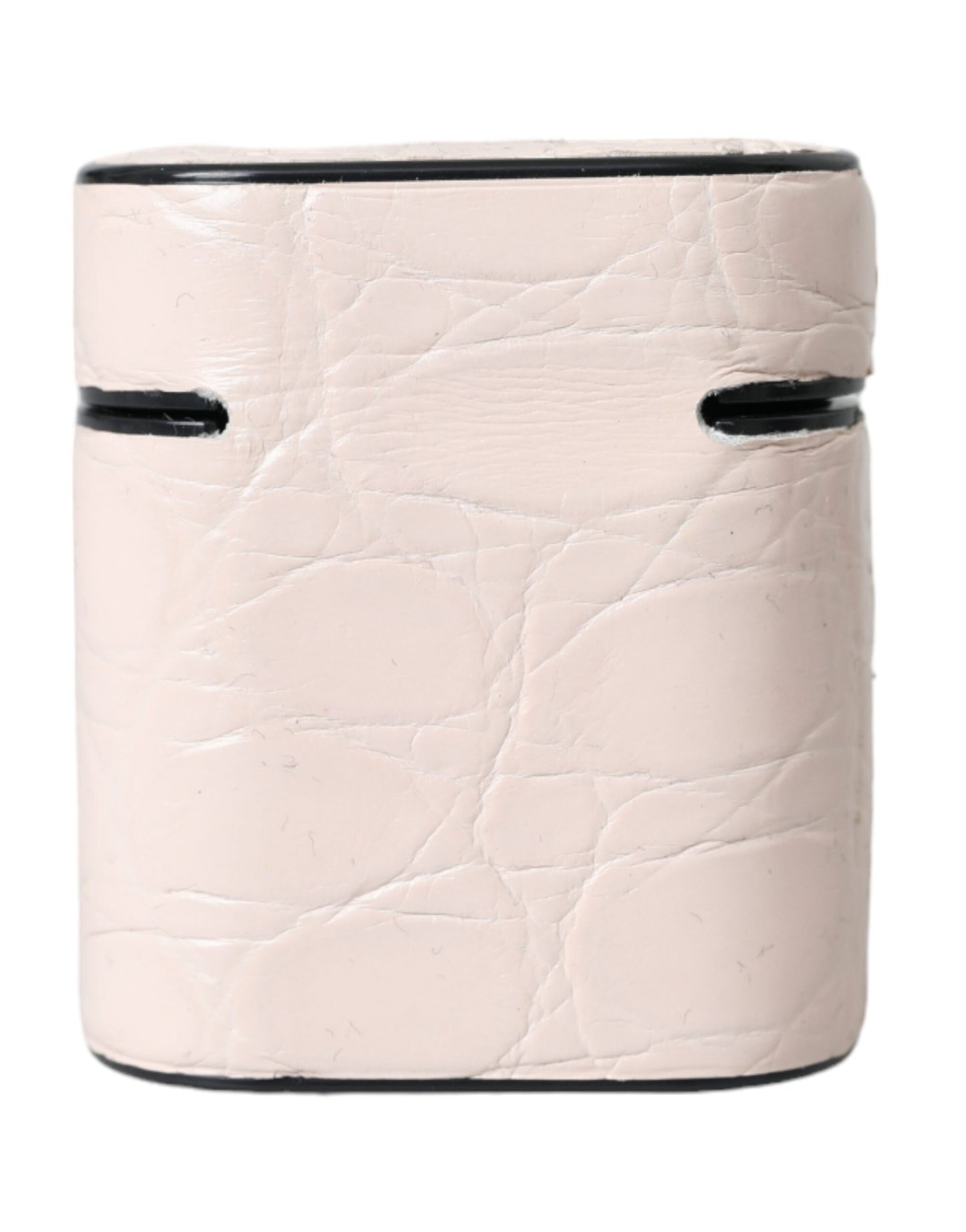 Estuche para Airpods Dolce & Gabbana de piel rosa claro con placa del logo metálica