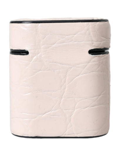 Estuche para Airpods Dolce & Gabbana de piel rosa claro con placa del logo metálica