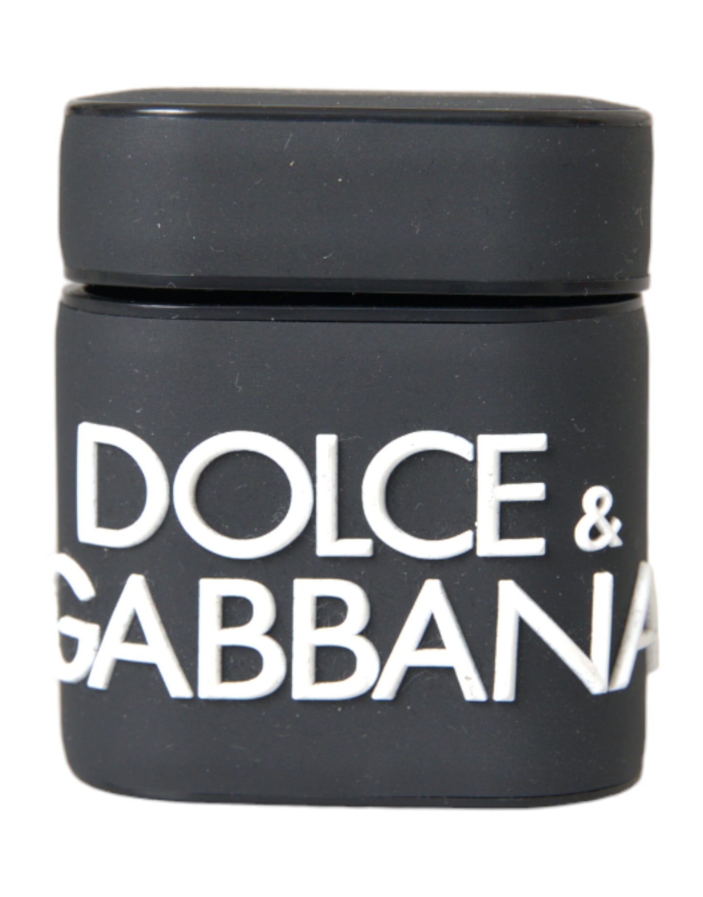 Funda para Airpods Dolce & Gabbana de silicona en blanco y negro con logo en relieve