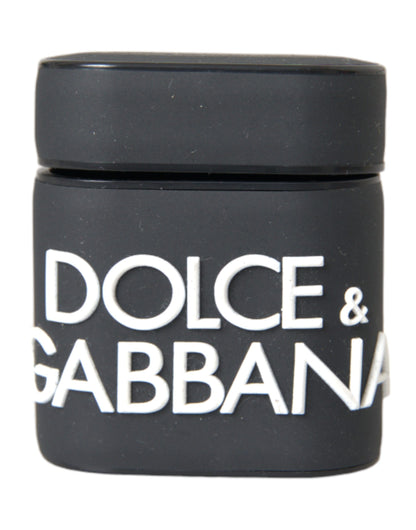 Funda para Airpods Dolce & Gabbana de silicona en blanco y negro con logo en relieve