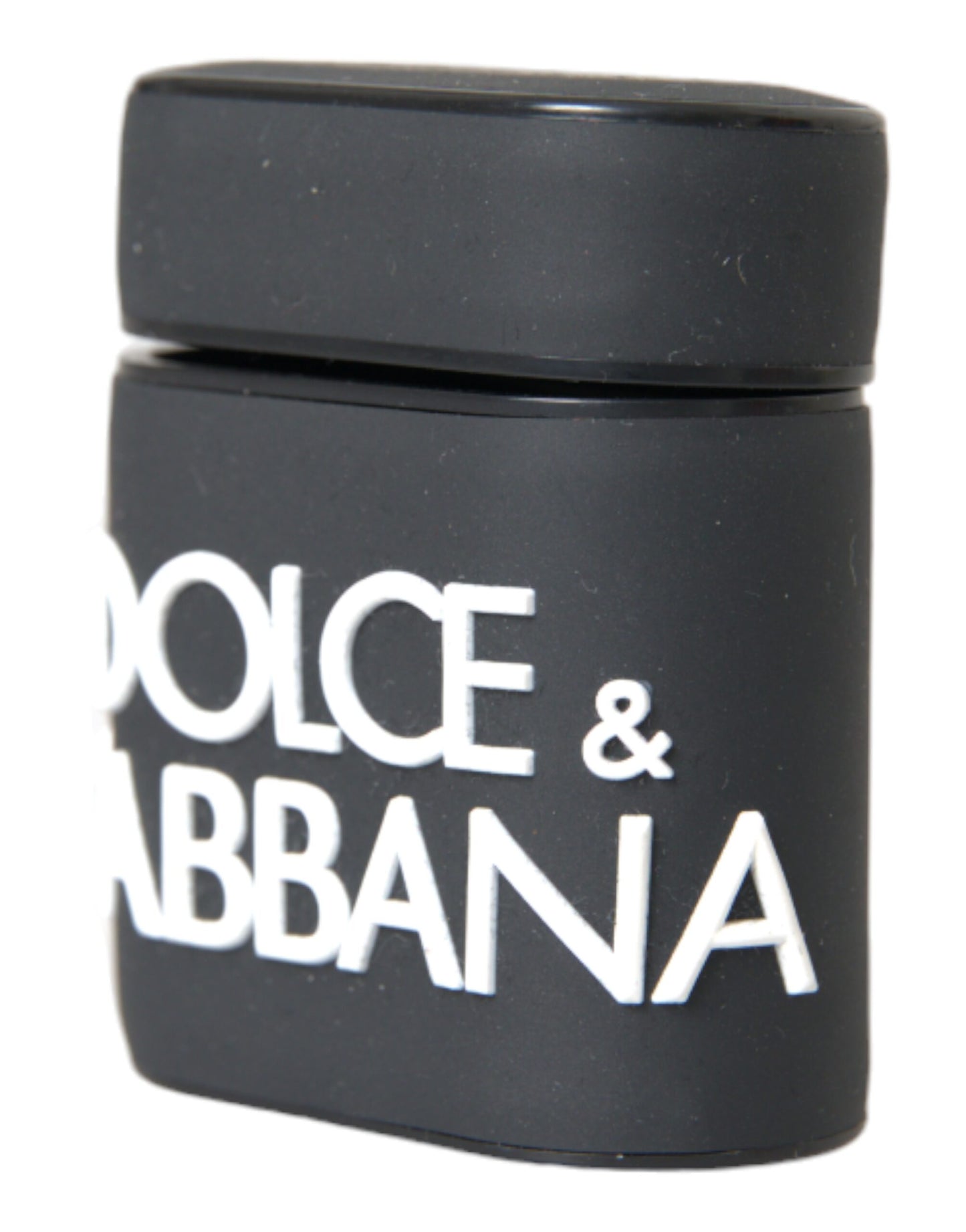 Funda para Airpods Dolce & Gabbana de silicona en blanco y negro con logo en relieve