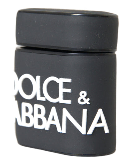 Funda para Airpods Dolce & Gabbana de silicona en blanco y negro con logo en relieve