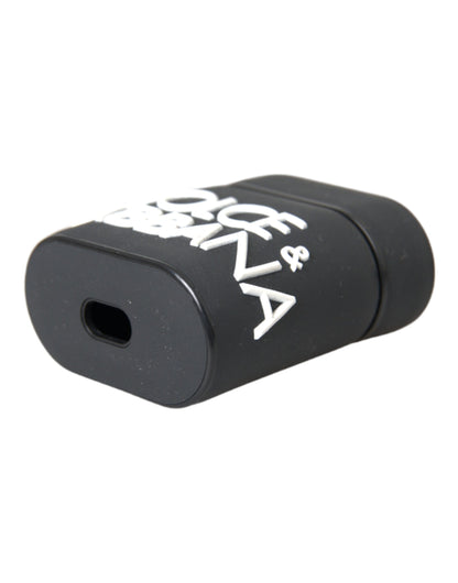 Funda para Airpods Dolce & Gabbana de silicona en blanco y negro con logo en relieve