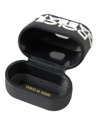 Funda para Airpods Dolce & Gabbana de silicona en blanco y negro con logo en relieve