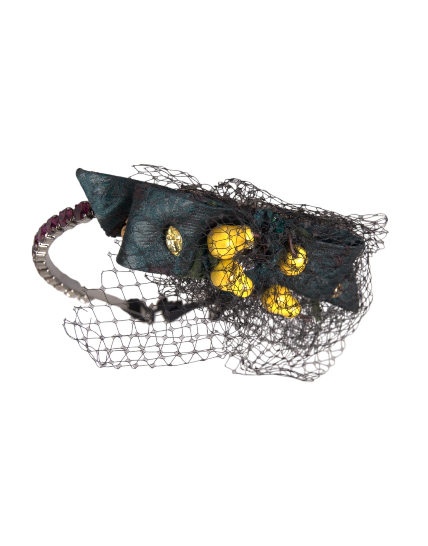 Diadema de red Dolce & Gabbana Limones negros Sicilia con cristales morados