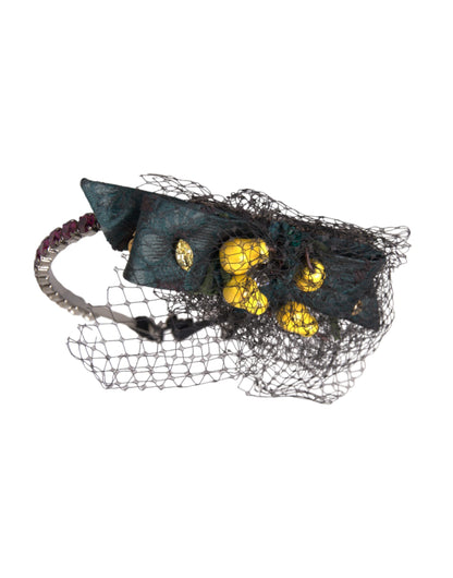 Diadema de red Dolce & Gabbana Limones negros Sicilia con cristales morados