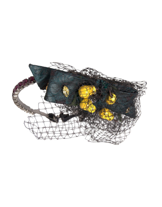 Diadema de red Dolce & Gabbana Limones negros Sicilia con cristales morados