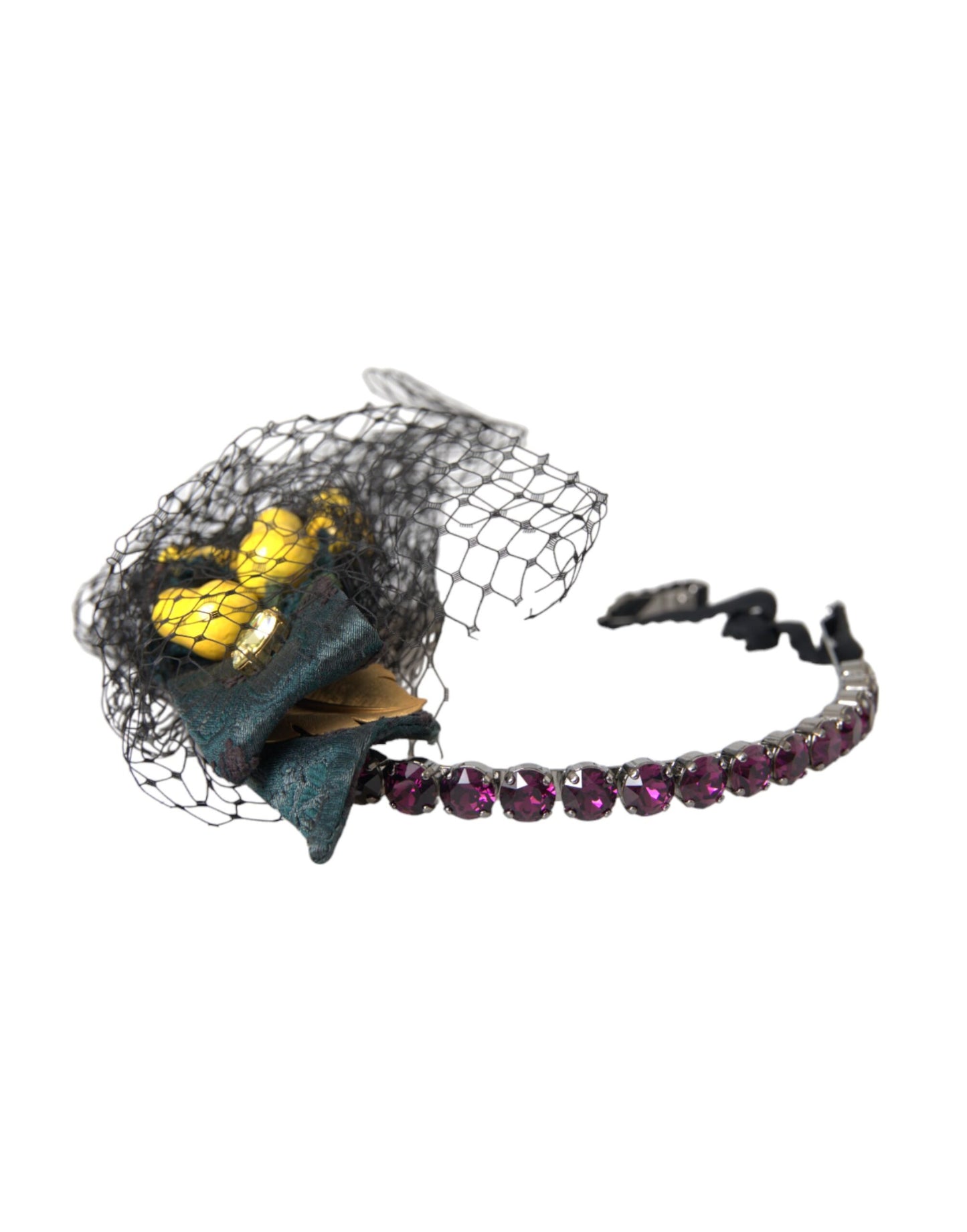 Diadema de red Dolce & Gabbana Limones negros Sicilia con cristales morados