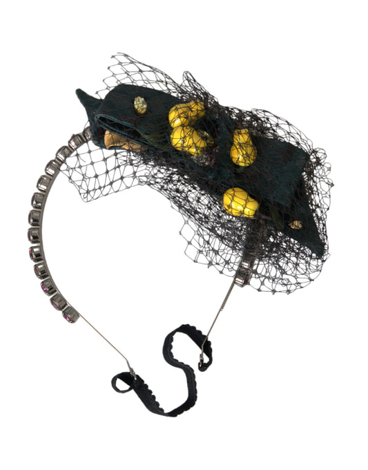 Diadema de red Dolce & Gabbana Limones negros Sicilia con cristales morados
