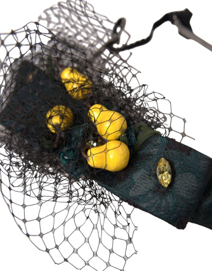 Diadema de red Dolce & Gabbana Limones negros Sicilia con cristales morados