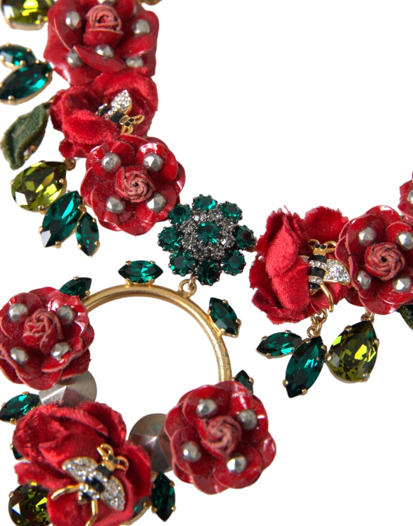Collar con colgante de cristal de pétalo de rosa y cadena de eslabones de latón dorado Dolce & Gabbana