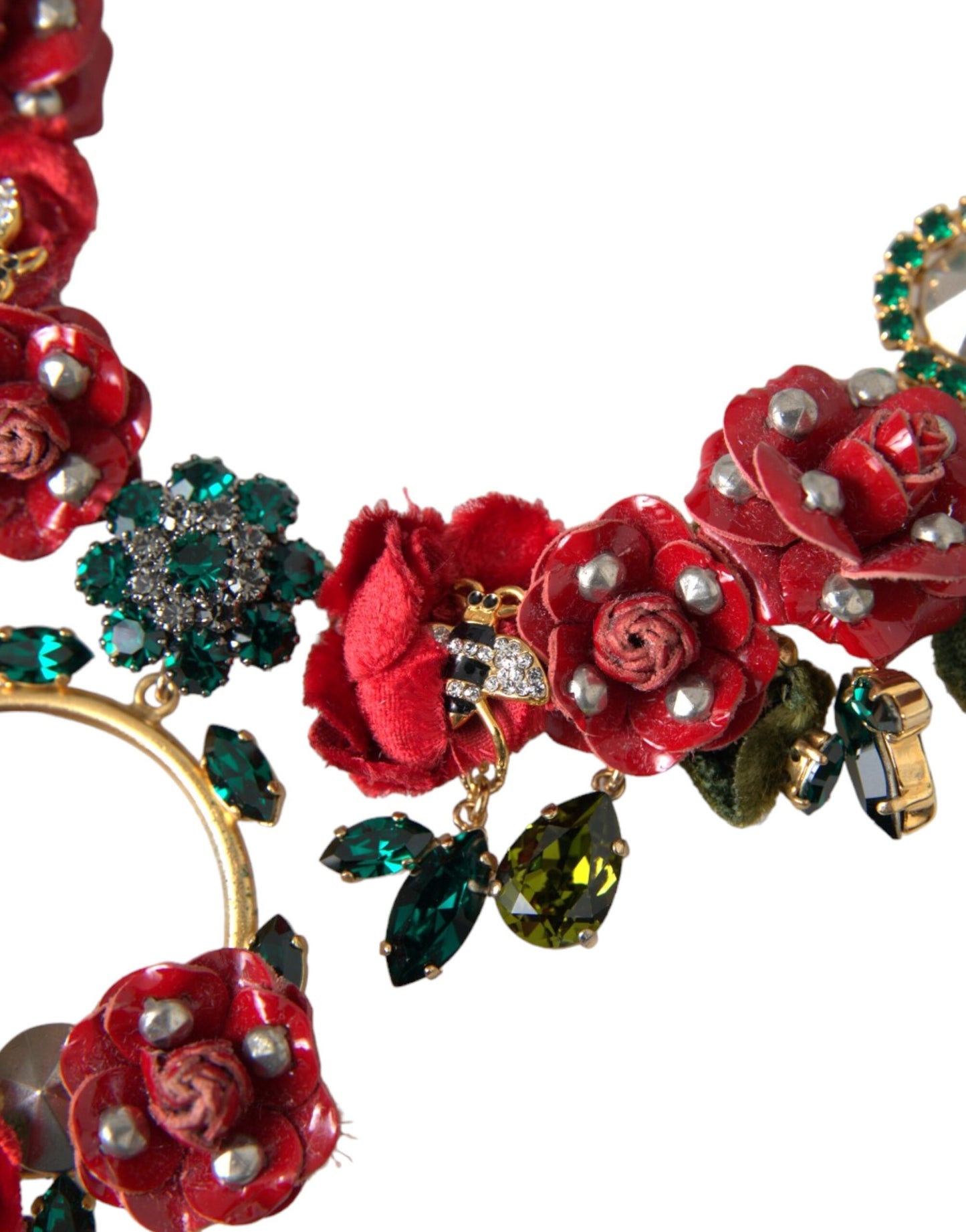 Collar con colgante de cristal de pétalo de rosa y cadena de eslabones de latón dorado Dolce & Gabbana