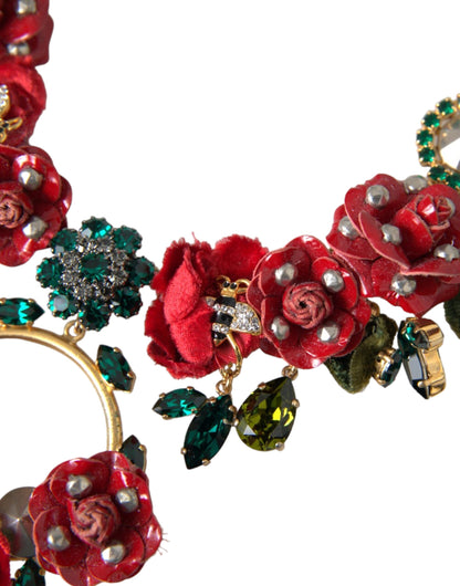 Collar con colgante de cristal de pétalo de rosa y cadena de eslabones de latón dorado Dolce & Gabbana