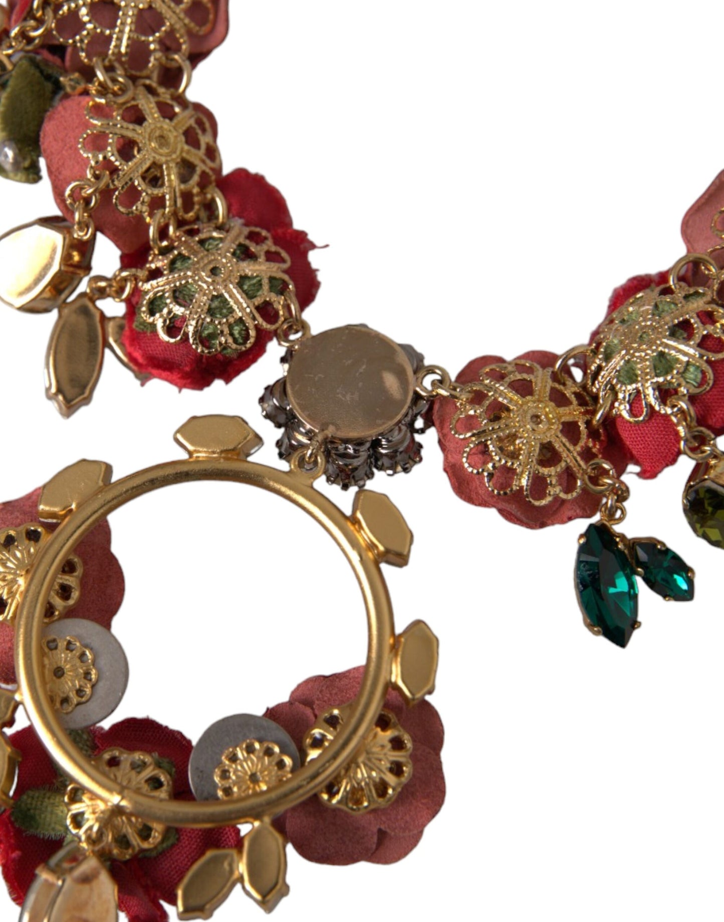 Collar con colgante de cristal de pétalo de rosa y cadena de eslabones de latón dorado Dolce & Gabbana