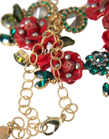 Collar con colgante de cristal de pétalo de rosa y cadena de eslabones de latón dorado Dolce & Gabbana
