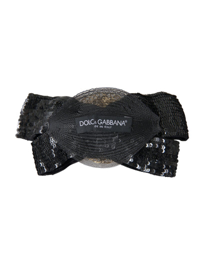 Dolce & Gabbana Broche Pinza de Pelo Hecha a Mano con Perlas y Lentejuelas Negras