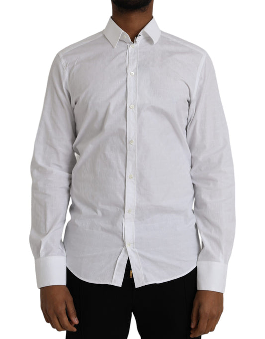 Vestido Dolce & Gabbana de algodón blanco de manga larga CAMISA DORADA