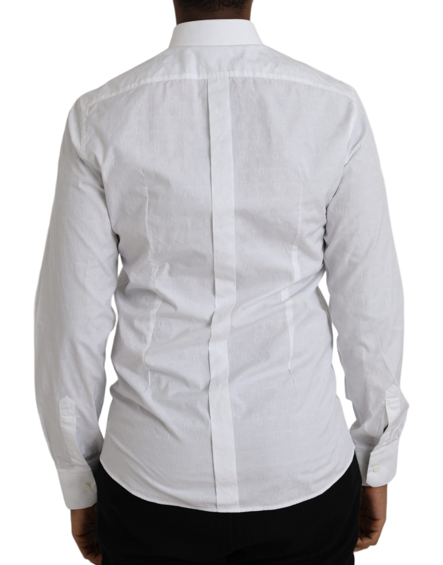 Vestido Dolce & Gabbana de algodón blanco de manga larga CAMISA DORADA