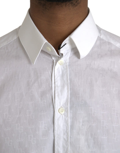 Vestido Dolce & Gabbana de algodón blanco de manga larga CAMISA DORADA