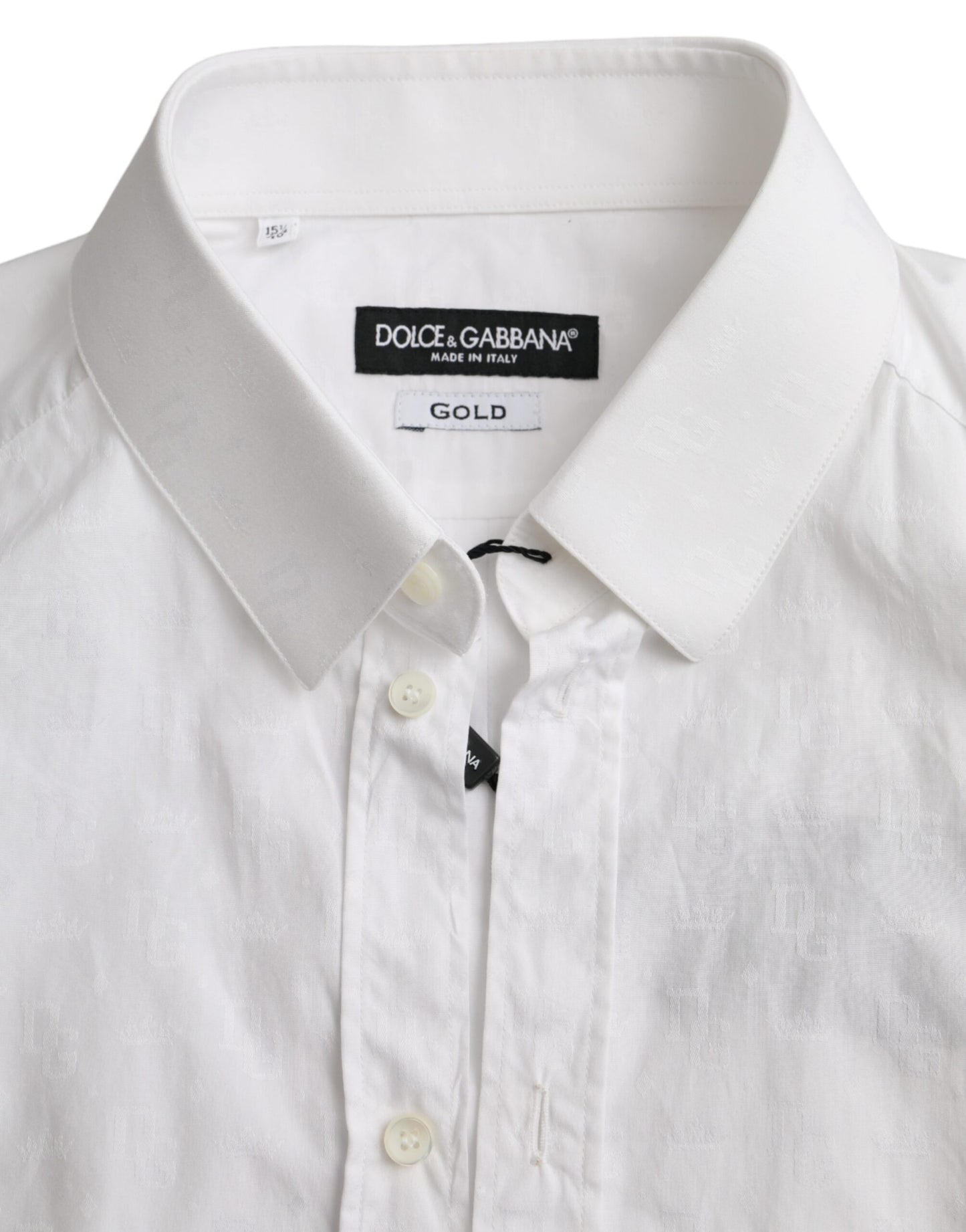 Vestido Dolce & Gabbana de algodón blanco de manga larga CAMISA DORADA