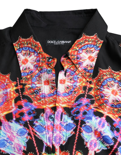 Camisa casual de seda Luminarie multicolor Dolce & Gabbana para hombre