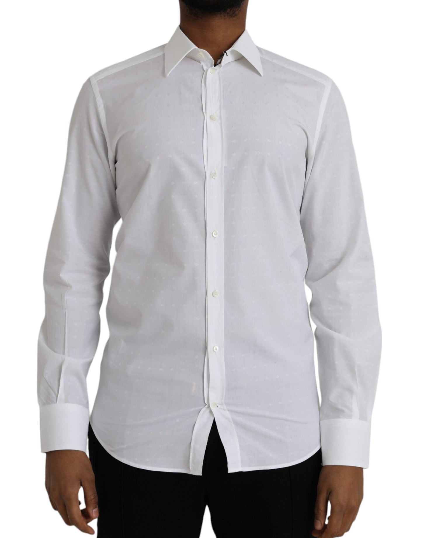 Camisa de vestir para hombre de algodón blanco con logo de Dolce & Gabbana GOLD