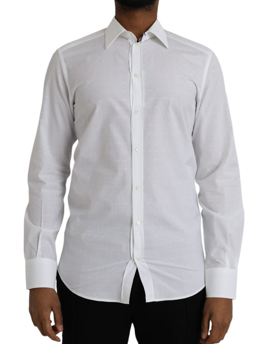Camisa de vestir para hombre de algodón blanco con logo de Dolce & Gabbana GOLD