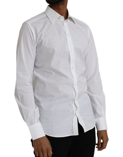 Camisa de vestir para hombre de algodón blanco con logo de Dolce & Gabbana GOLD
