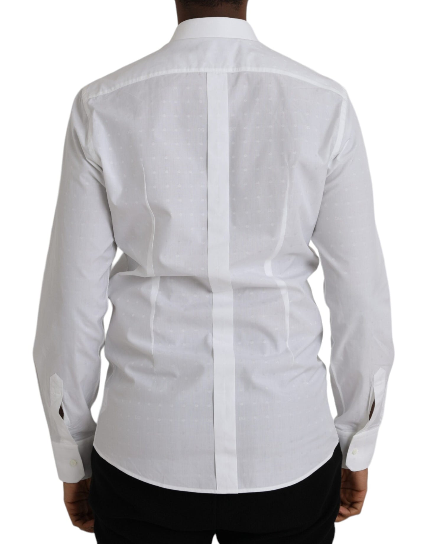 Camisa de vestir para hombre de algodón blanco con logo de Dolce & Gabbana GOLD