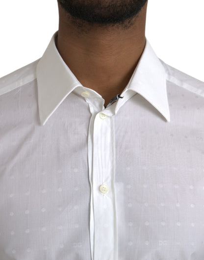 Camisa de vestir para hombre de algodón blanco con logo de Dolce & Gabbana GOLD