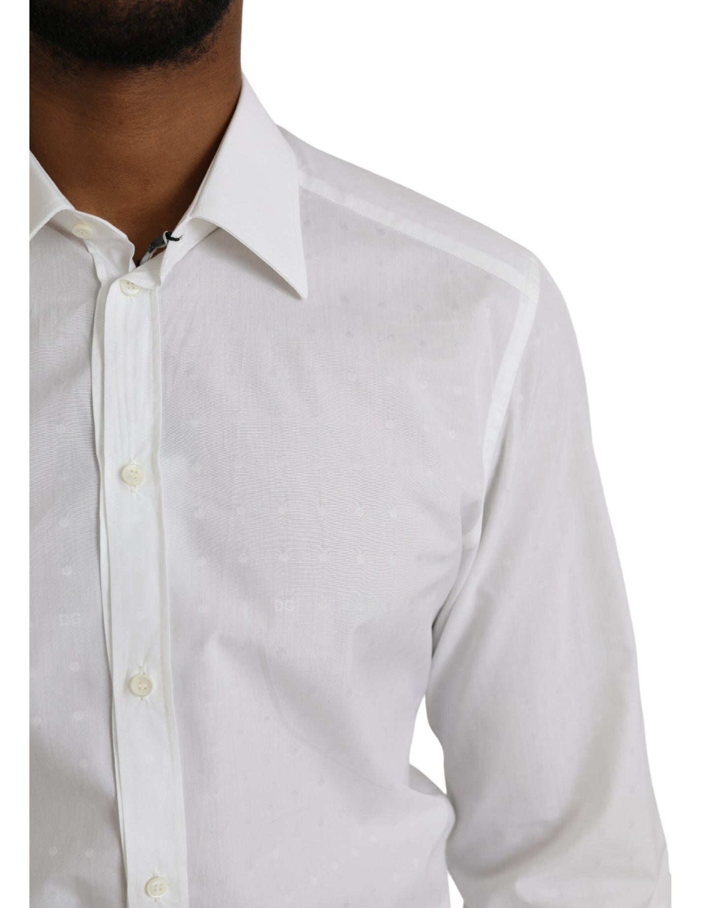 Camisa de vestir para hombre de algodón blanco con logo de Dolce & Gabbana GOLD