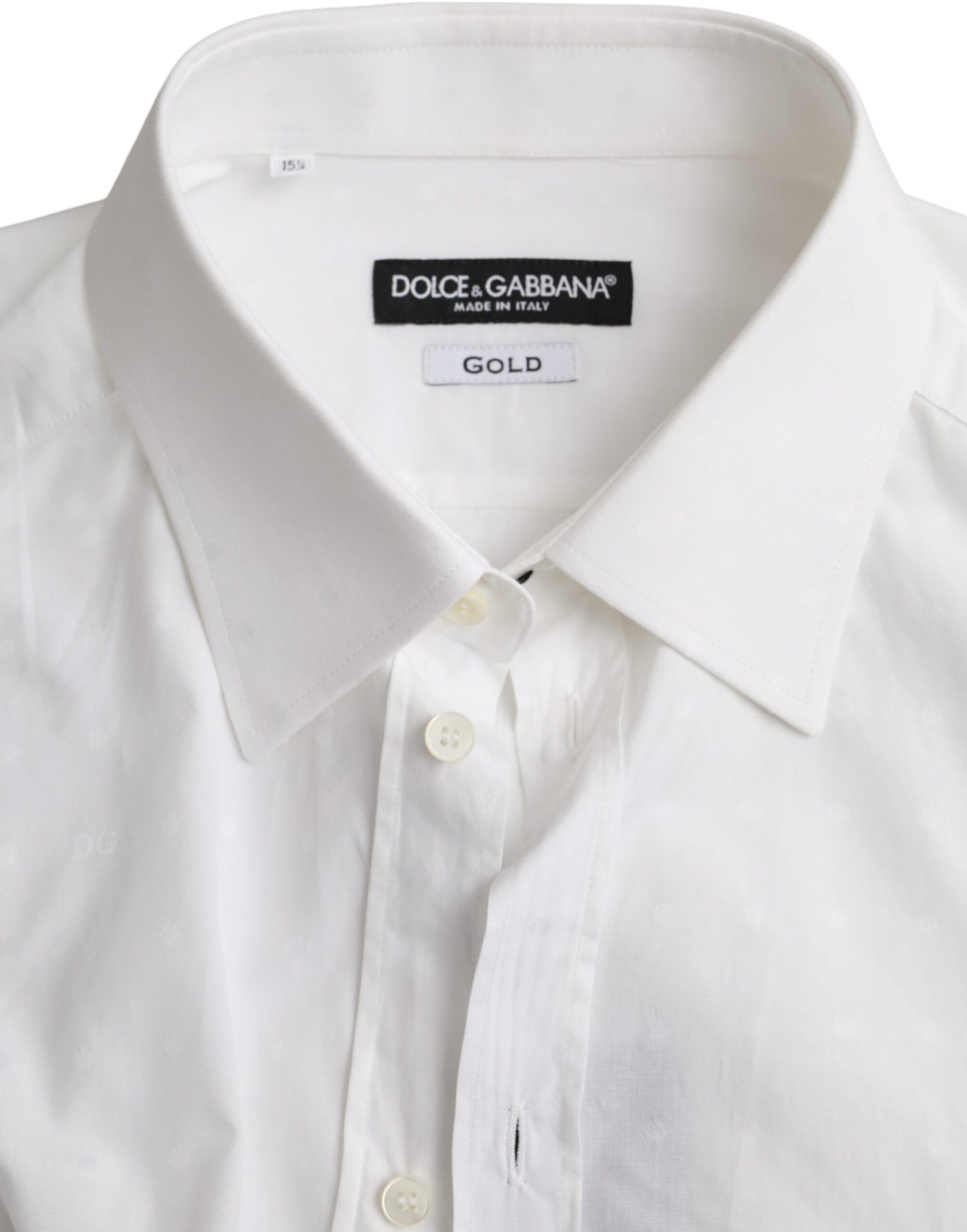 Camisa de vestir para hombre de algodón blanco con logo de Dolce & Gabbana GOLD