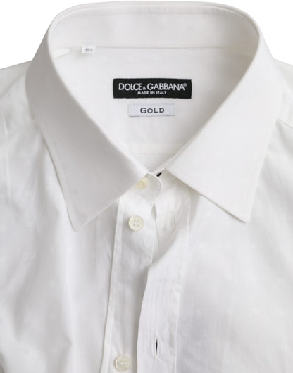 Camisa de vestir para hombre de algodón blanco con logo de Dolce & Gabbana GOLD