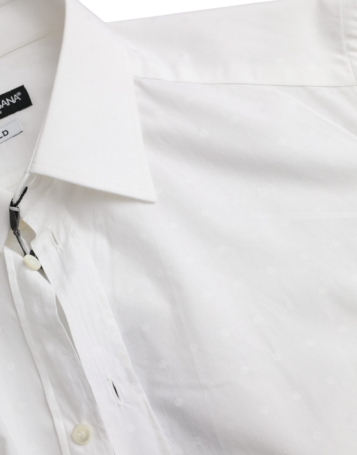 Camisa de vestir para hombre de algodón blanco con logo de Dolce & Gabbana GOLD