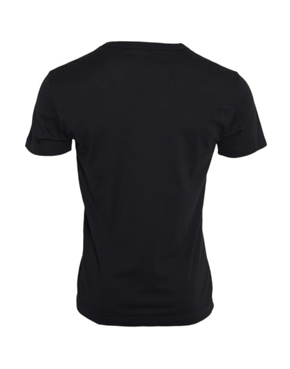Camiseta de manga corta de algodón negro con cadena plateada de Dolce & Gabbana