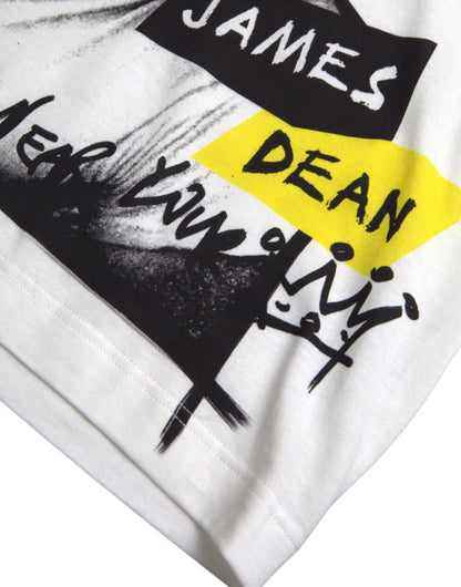 Camiseta de hombre de algodón blanco con estampado gráfico y manga corta Dolce & Gabbana