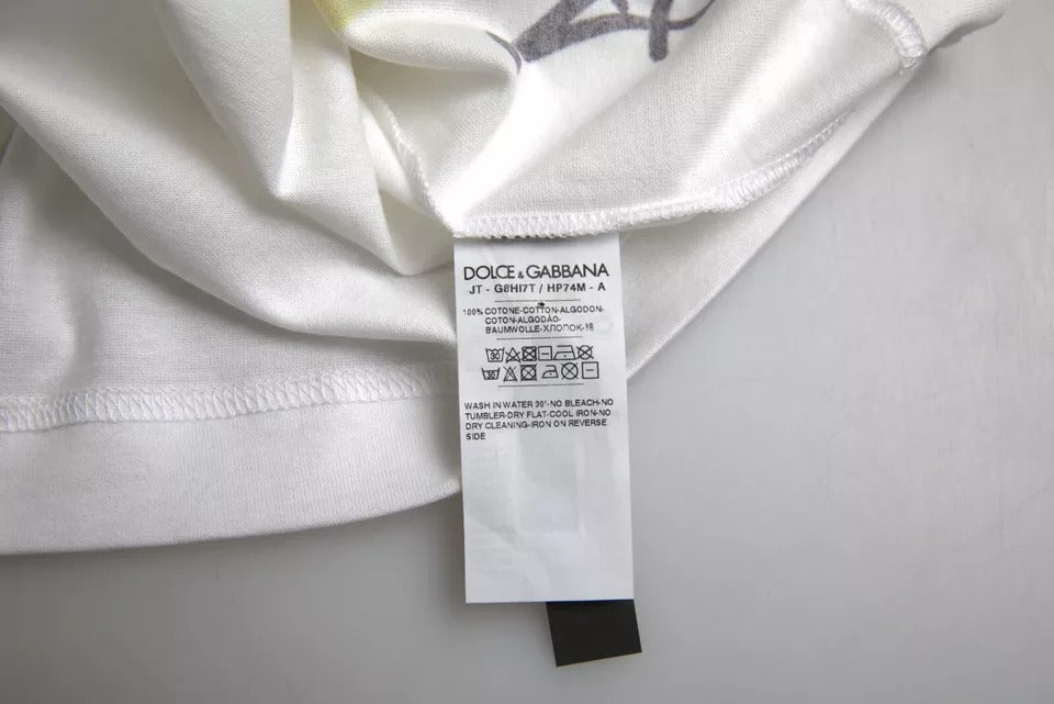 Camiseta de hombre de algodón blanco con estampado gráfico y manga corta Dolce & Gabbana
